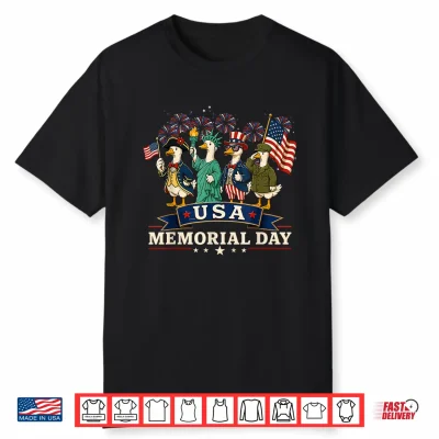 Funny Goose 4Th Of July Goose American Flag Usa Memorial Day Shirt
