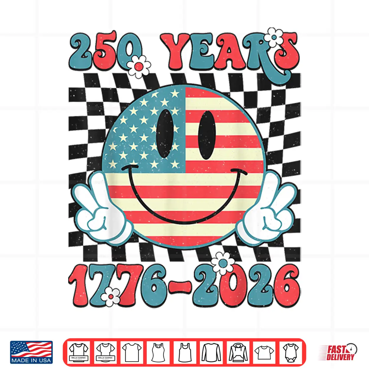 Groovy 250 Years 1776 2026 250Th Anniversary Usa Patriotic Shirt Groovy 250 Years 1776 2026 250Th Anniversary Usa Patriotic Shirt