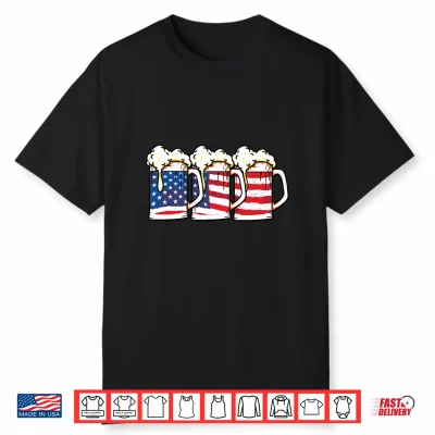 Mens Usa American Flag Vintage Beer Brewery 4Th Of July Drinking Performance Shirt
