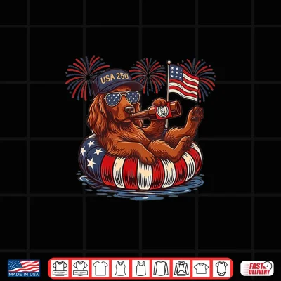Design Irish Setter Dog 250th America Patriotic USA 4th of July Premium Tri Blend Shirt