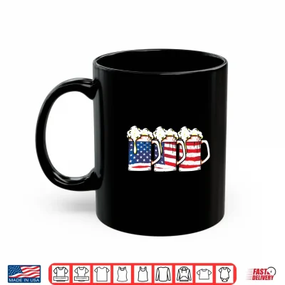 Mug Mens USA American Flag Vintage Beer Brewery 4th of July Drinking Performance Shirt