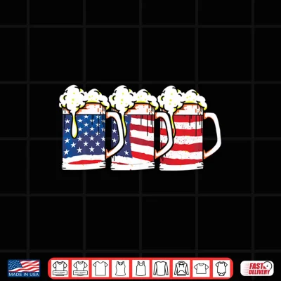 Design Mens USA American Flag Vintage Beer Brewery 4th of July Drinking Performance Shirt