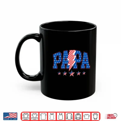 Mug Papa Fathers Day American Flag 4th of July Family Matching Shirt