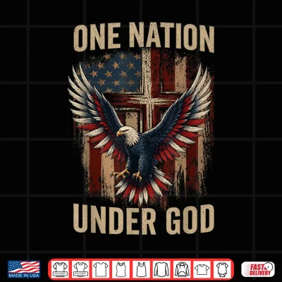 Design One Nation Under God Flag Patriotic Christian 4th of July Shirt