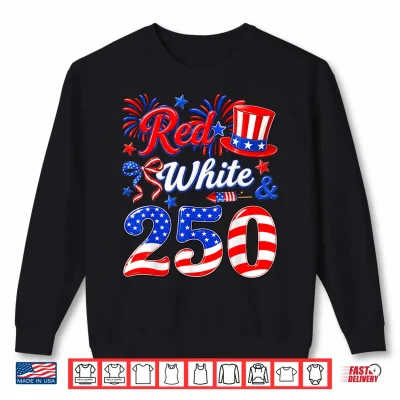 Sweatshirt Red White and 250 Patriotic Coquette Bow 4th of July Women Shirt