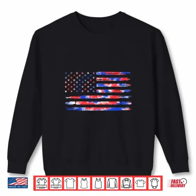 Sweatshirt Tie Dye American Flag Men Women Kids Vintage USA 4th of July Performance Shirt