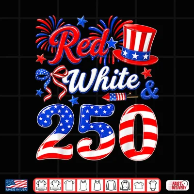Design Red White and 250 Patriotic Coquette Bow 4th of July Women Shirt