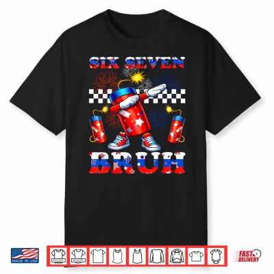 4Th Of July Six Seven Bruh Firecracker Dabbing 67 Meme Kids Shirt