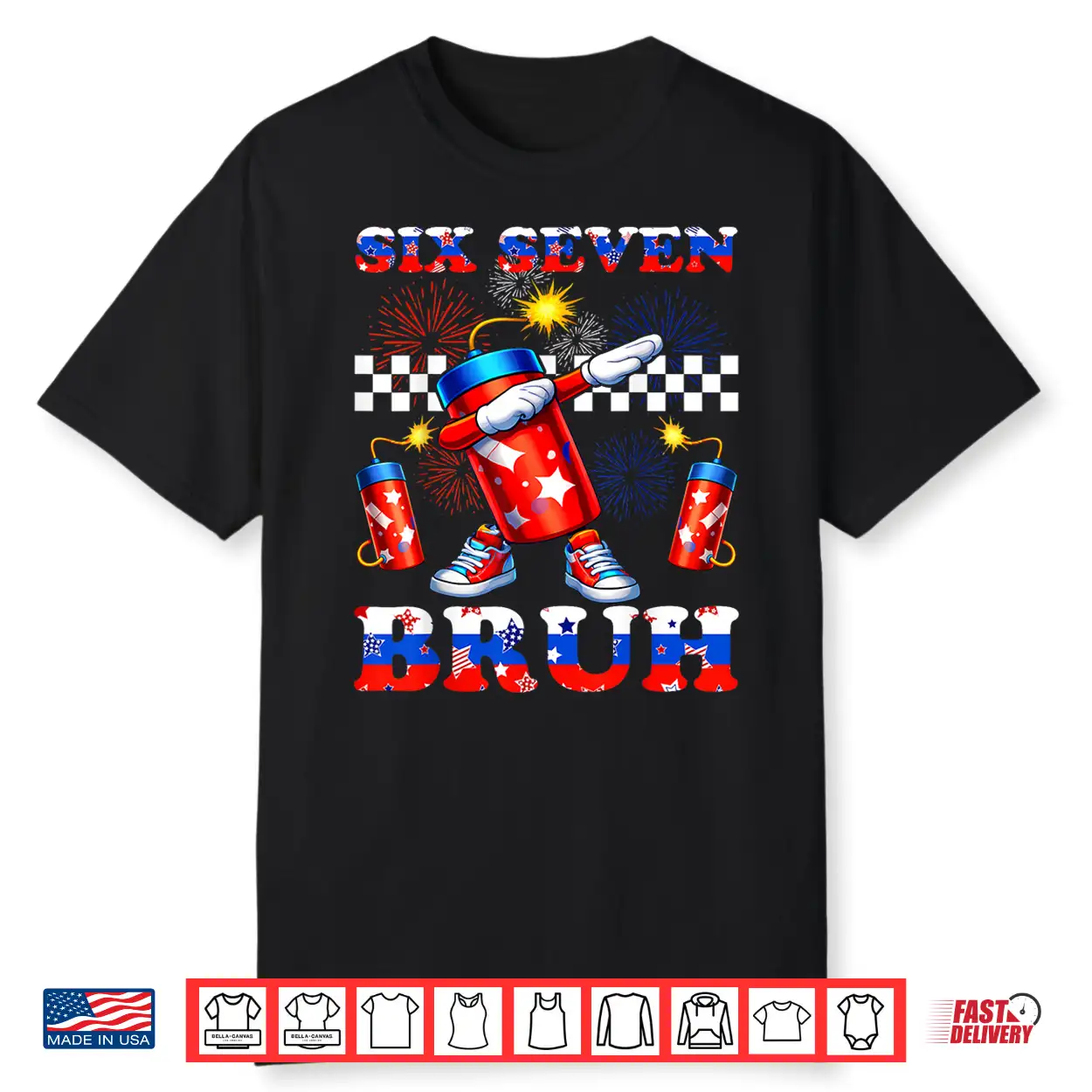 4Th Of July Six Seven Bruh Firecracker Dabbing 67 Meme Kids Shirt 4Th Of July Six Seven Bruh Firecracker Dabbing 67 Meme Kids Shirt