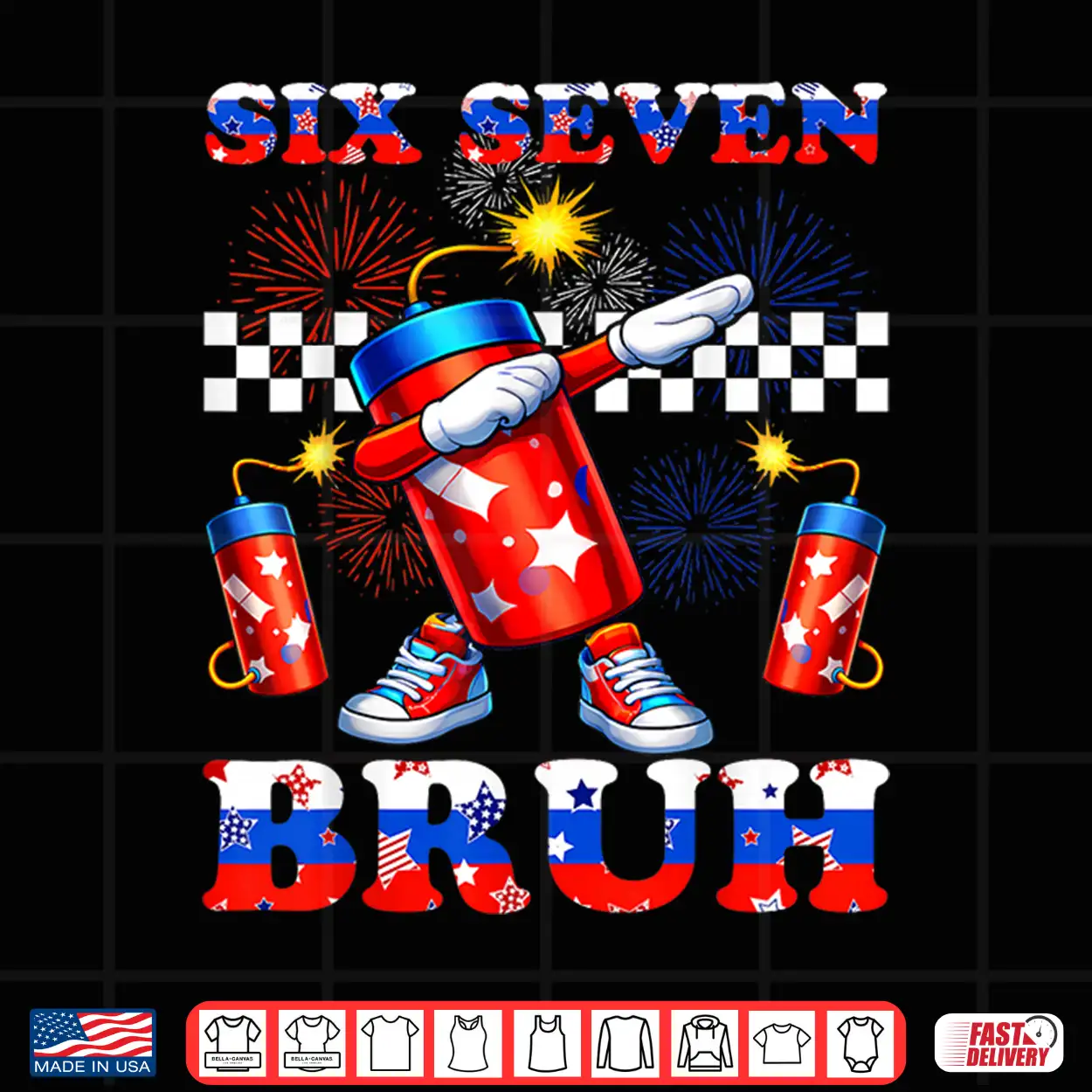 4Th Of July Six Seven Bruh Firecracker Dabbing 67 Meme Kids Shirt 4Th Of July Six Seven Bruh Firecracker Dabbing 67 Meme Kids Shirt