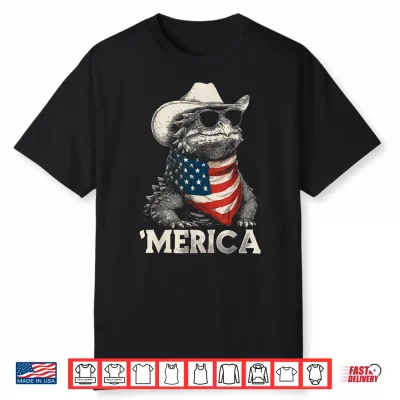 Ankylosaurus Dinosaur American Flag Bandana Cowboy Hat Shirt