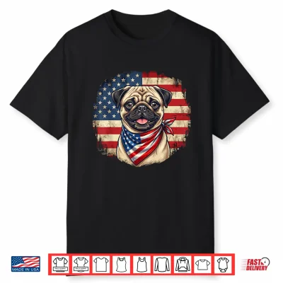 Cool Patriotic Pug Shirt American Flag Dog Shirt