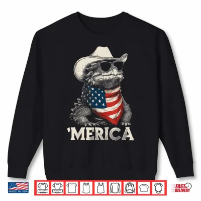 Sweatshirt Ankylosaurus Dinosaur American Flag Bandana Cowboy Hat Shirt
