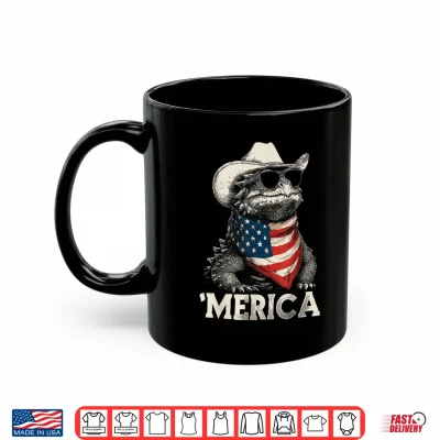 Mug Ankylosaurus Dinosaur American Flag Bandana Cowboy Hat Shirt