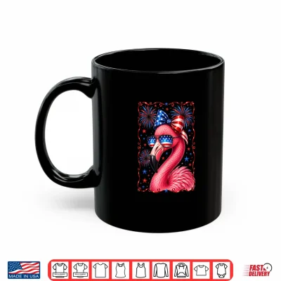 Mug Flamerica Flamingo Patriotic 4th of July USA Flag Freedom Shirt