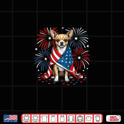 Design Cute Chihuahua Dog USA American Flag Patriotic 4th of July Shirt