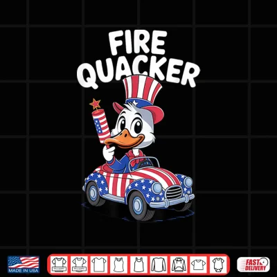 Design Fire Quacker Fourth of July Patriotic USA Womens 4th of July Shirt