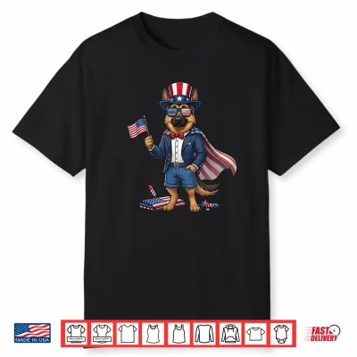 Funny German Shepherd Usa Flag Memorial Day 4Th Of July Shirt