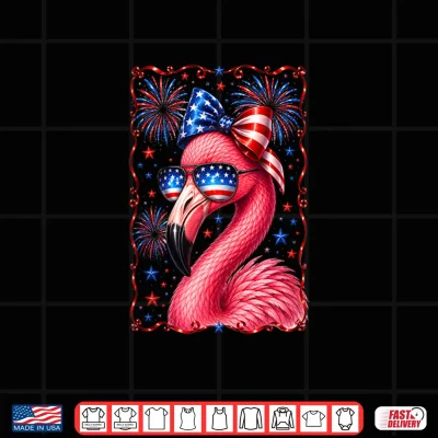 Design Flamerica Flamingo Patriotic 4th of July USA Flag Freedom Shirt