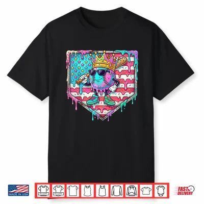 Funny King Baseball Drip Stuff For Boys Kids 4Th Of July Shirt