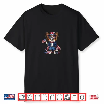 Funny Papillon American Usa Flag Memorial Day 4Th Of July Shirt
