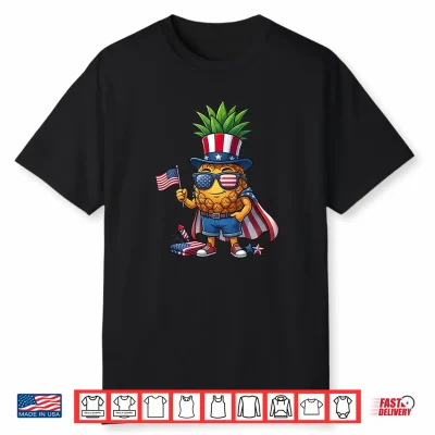 Funny Pineapple American Usa Flag Memorial Day 4Th Of July Shirt
