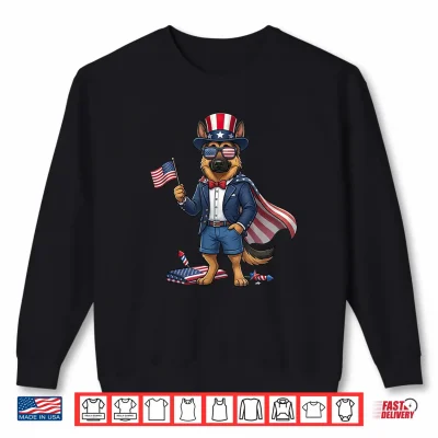 Sweatshirt Funny German Shepherd USA Flag Memorial Day 4th of July Shirt