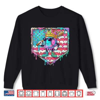 Funny King Baseball Drip Stuff For Boys Kids 4Th Of July Shirt 2 Sweatshirt Funny King Baseball Drip Stuff for Boys Kids 4th of July Shirt