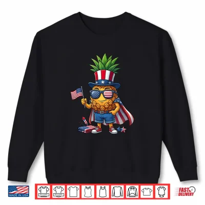 Sweatshirt Funny Pineapple American USA Flag Memorial Day 4th of July Shirt