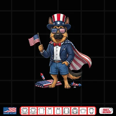 Design Funny German Shepherd USA Flag Memorial Day 4th of July Shirt