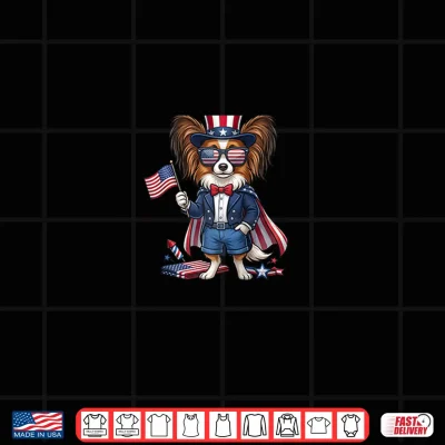 Design Funny Papillon American USA Flag Memorial Day 4th of July Shirt