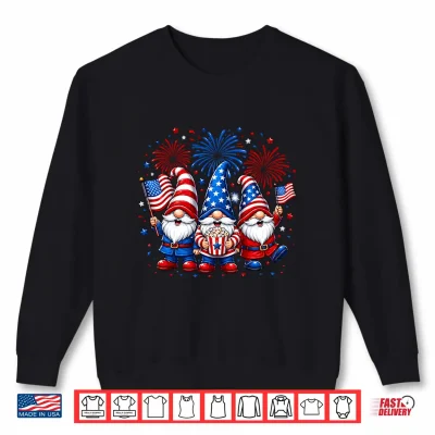 Sweatshirt Gnomes US America Flag Fireworks Patriotic Gnome 4th of July Shirt