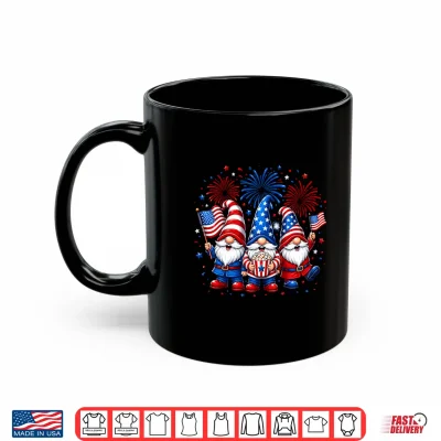 Mug Gnomes US America Flag Fireworks Patriotic Gnome 4th of July Shirt