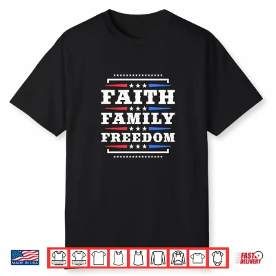 Mens Faith Family Freedom Independence Day Performance Shirt