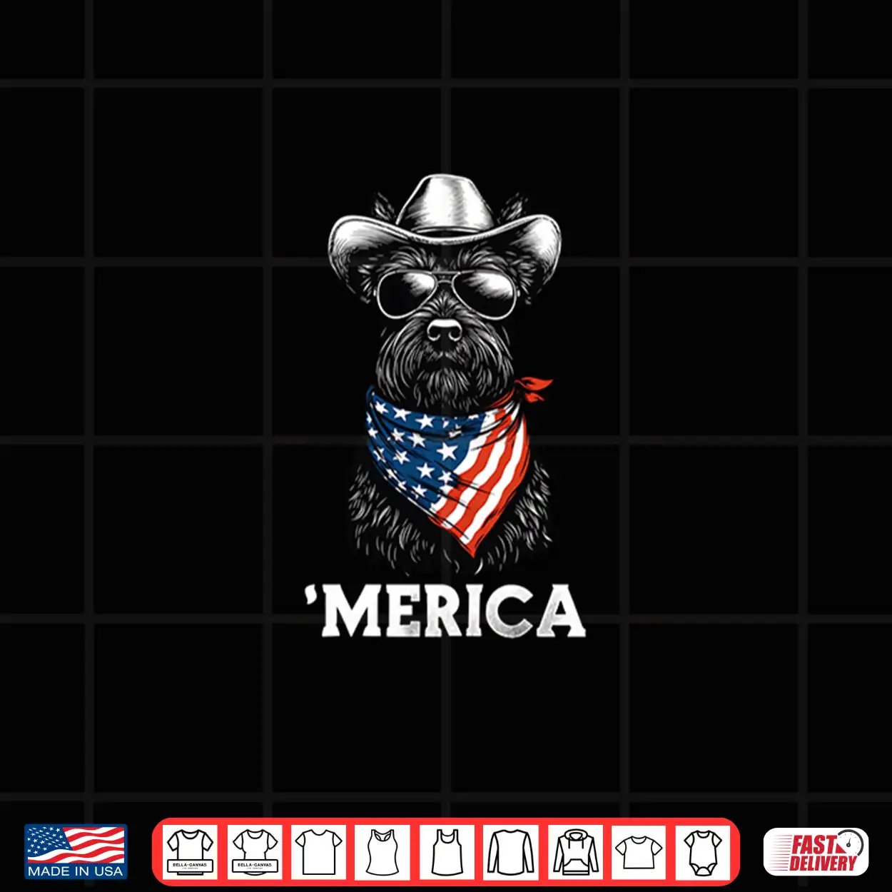 Scottish Terrier Dog Scottie American Flag Bandana Americana Shirt Scottish Terrier Dog Scottie American Flag Bandana Americana Shirt