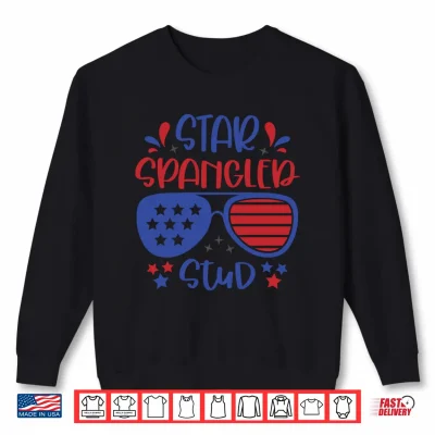 Sweatshirt Star Spangled Stud 4th of July Toddler Outfit Patriotic Kids Performance Shirt