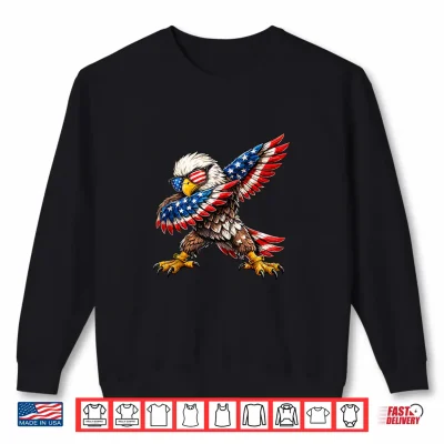 Sweatshirt USA Flag Bald Eagle Dabbing 4th of July Patriotic Men Women Shirt