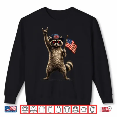 Sweatshirt USA Flag 250 Years Raccoon Funny 4th of July Men Women Kids Shirt