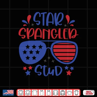 Design Star Spangled Stud 4th of July Toddler Outfit Patriotic Kids Performance Shirt