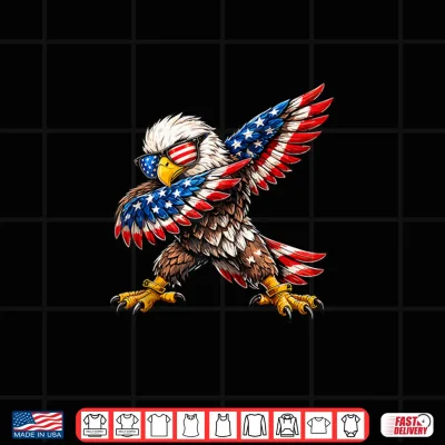 Design USA Flag Bald Eagle Dabbing 4th of July Patriotic Men Women Shirt