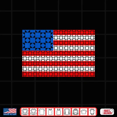 Design 4th of July Quilting USA Flag Patriotic American Women Girls Shirt