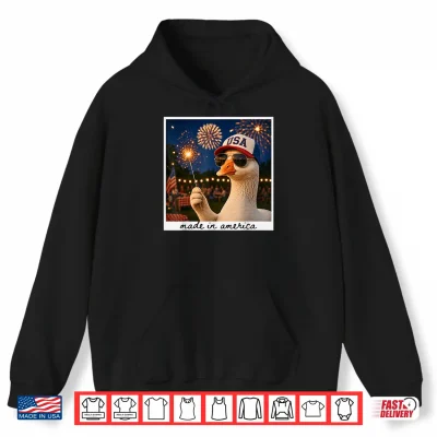 Hoodie Patriotic Goose USA Fireworks 4th of July 250 Years America Shirt