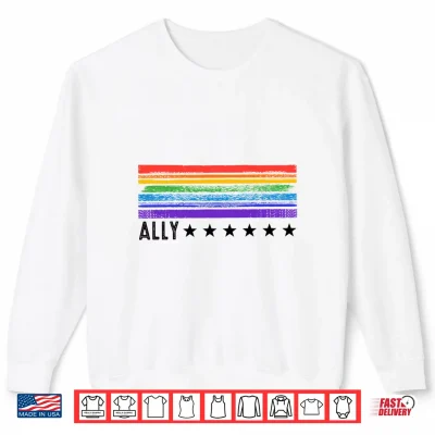 Sweatshirt Retro LGBTQ Ally Pride Month Rainbow Stars LGBT Flag Shirt
