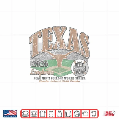 Design Texas Longhorns College World Series 2026 CWS Baseball Shirt