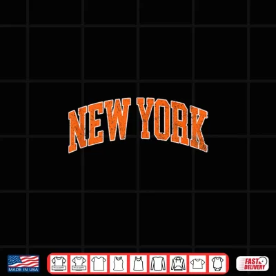 Design Vintage New York Men NY Blue Orange Women Retro New York Tee Shirt