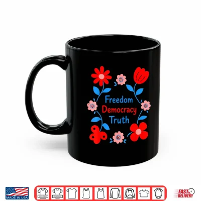 Mug Freedom Truth Floral Retro Red Blue Flower Design Shirt