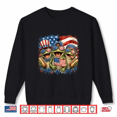 Sweatshirt Patriotic Frog American Flag 4th of July Shirt