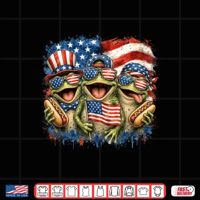 Design Patriotic Frog American Flag 4th of July Shirt