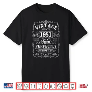Vintage 1951 75Yr 75Th Birthday Gifts For Men 75 Years Old Shirt