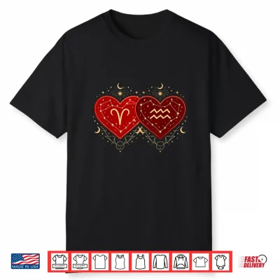 Aries Aquarius Shirt Valentines Day Astrology Love Zodiac Shirt